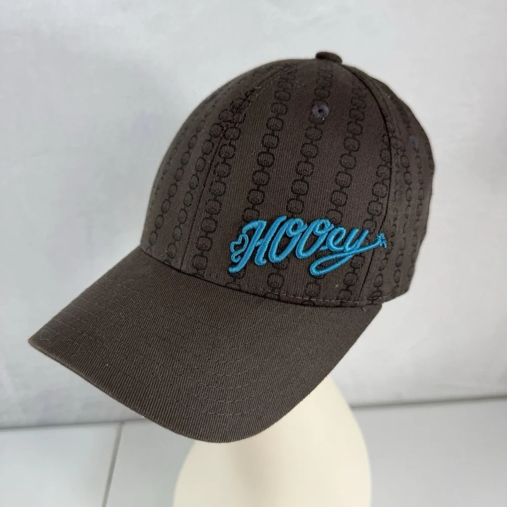 HOOey S / M Snapback Trucker Cap Hat FlexFit Flex Fit Brown Turquoise‎ Fitted